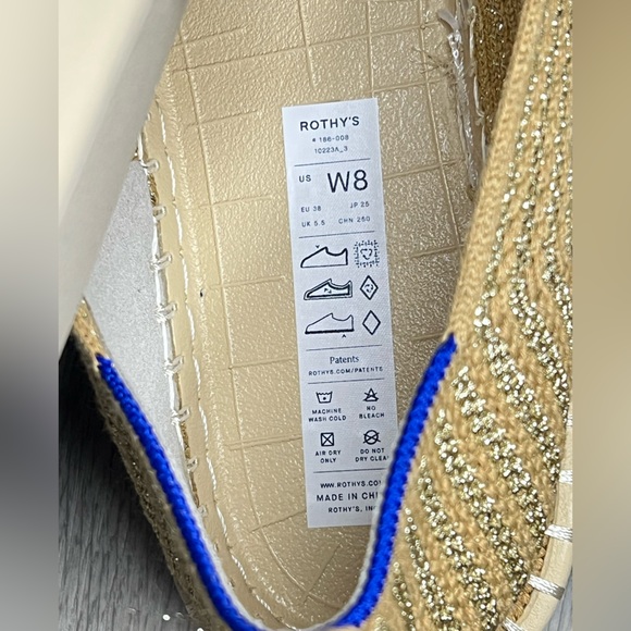 Rothy’s The Espadrille Gold Stripe Sz 8 - Picture 4 of 9